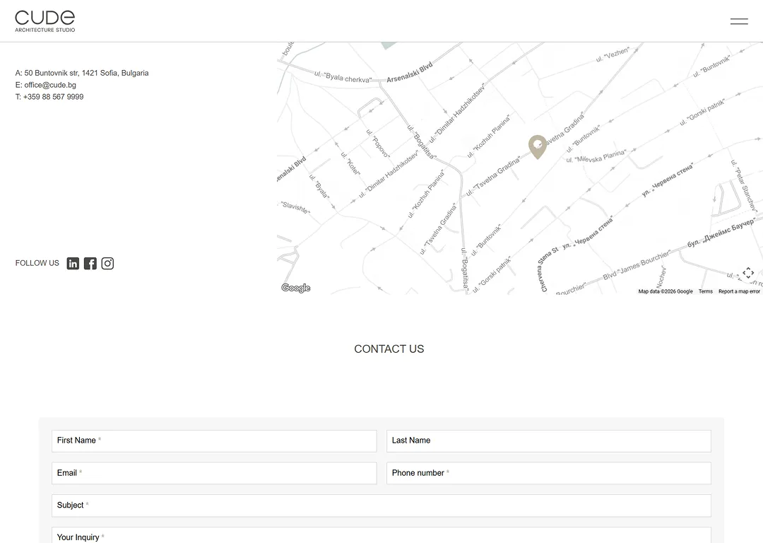 нов уеб сайт за cude architecture studio от маркетинг агенция dgtalents