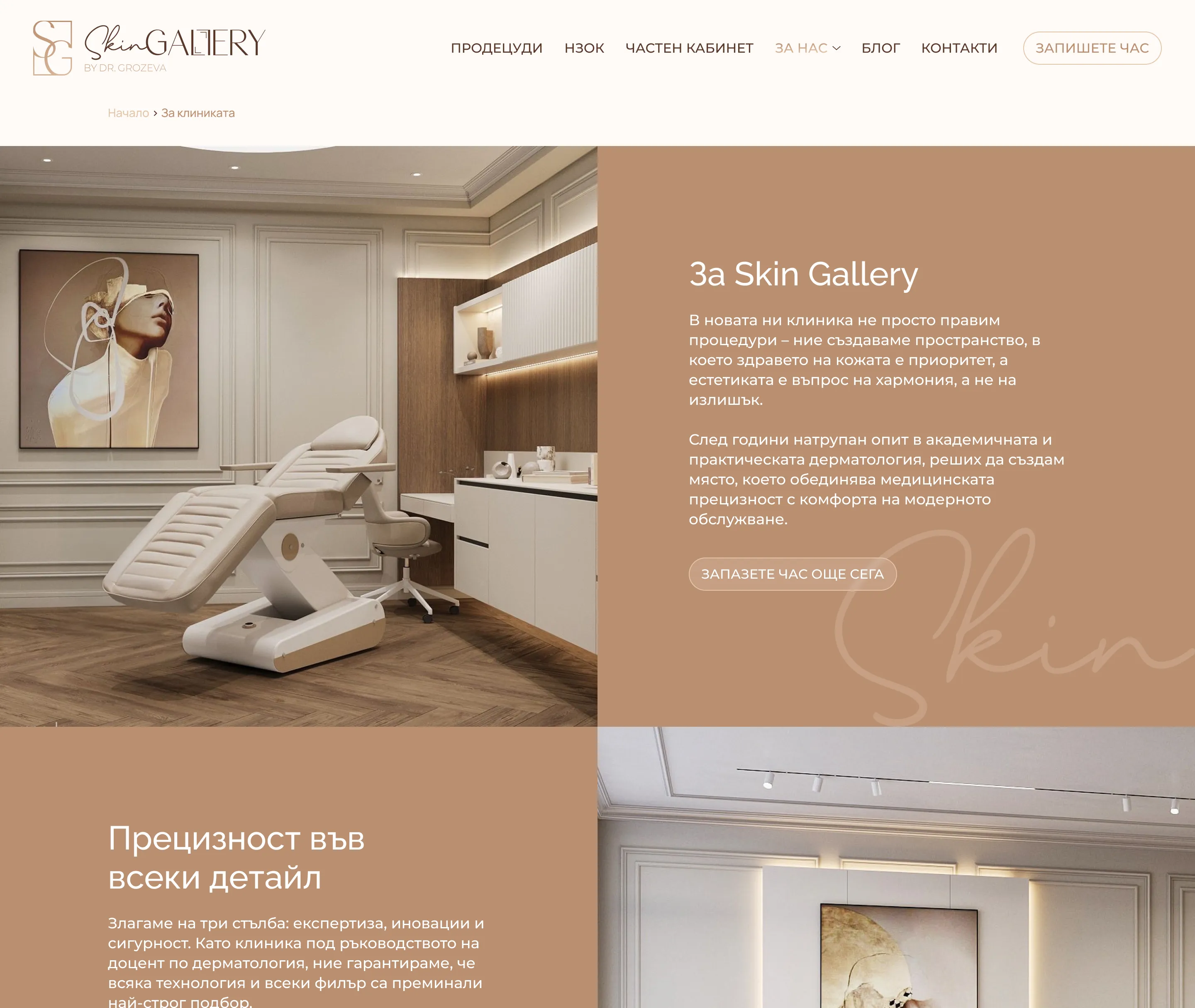 страница от уеб сайта на SkinGallery от маркетинг агенция DGTalents